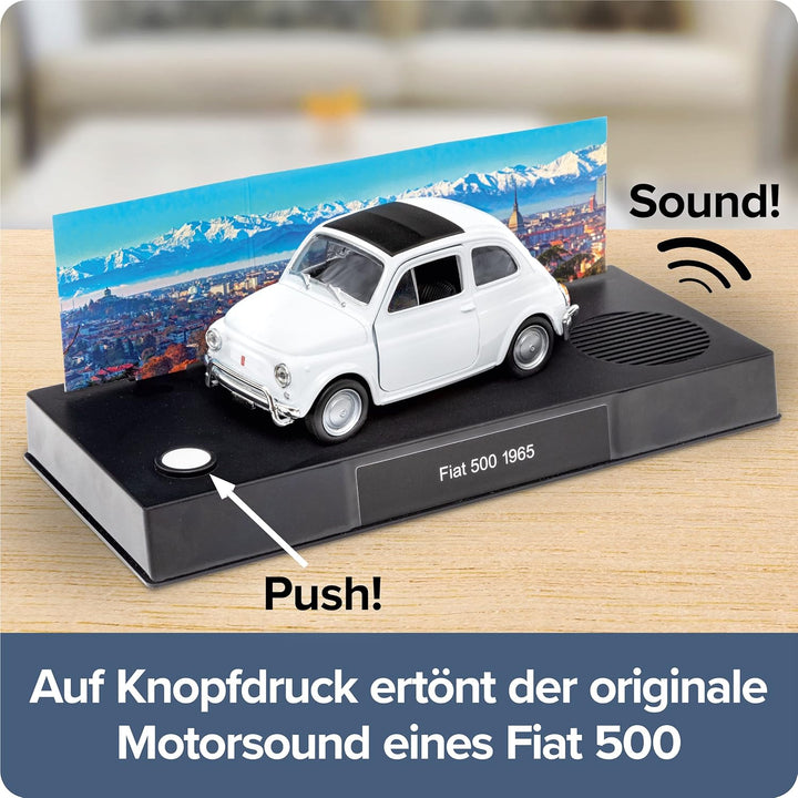 FRANZIS 67168 - Fiat 500 Adventskalender, Metall Modellbausatz im Massstab 1:38, inkl. Soundmodul un