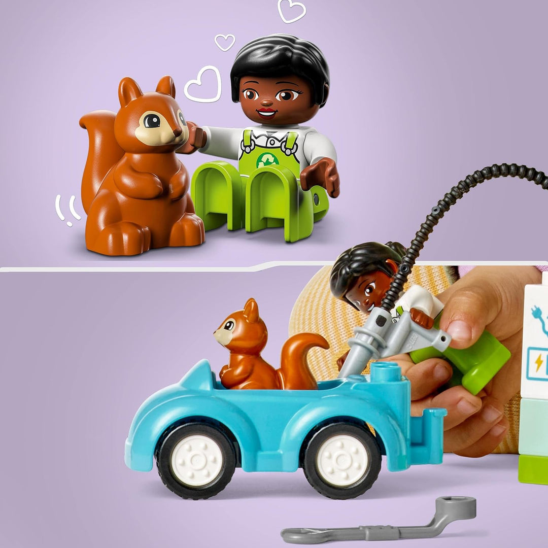 LEGO 10985 DUPLO Town Windrad und Elektroauto, Spielzeugauto-Lernspielzeug für Mädchen und Jungen ab
