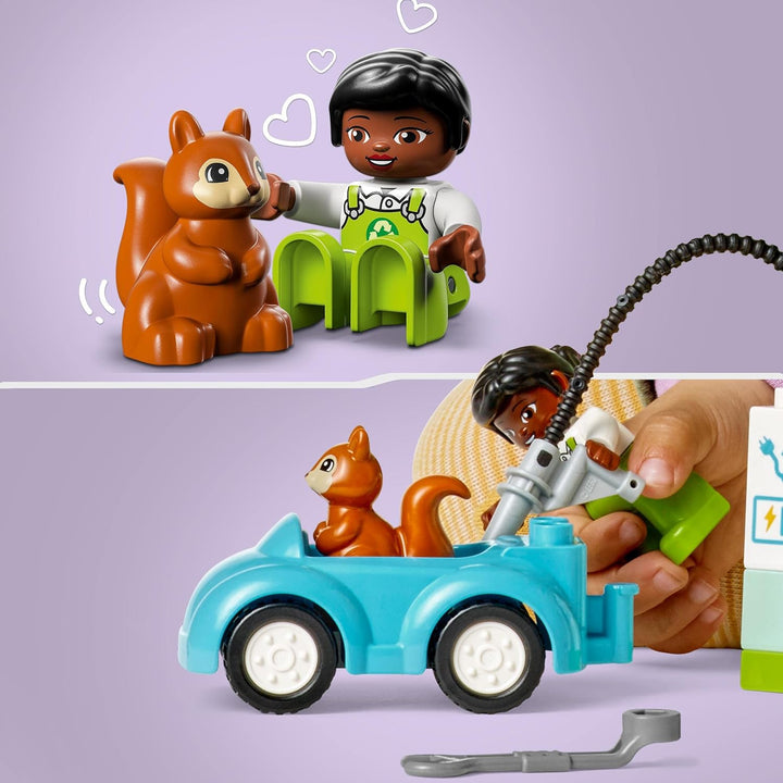 LEGO 10985 DUPLO Town Windrad und Elektroauto, Spielzeugauto-Lernspielzeug für Mädchen und Jungen ab