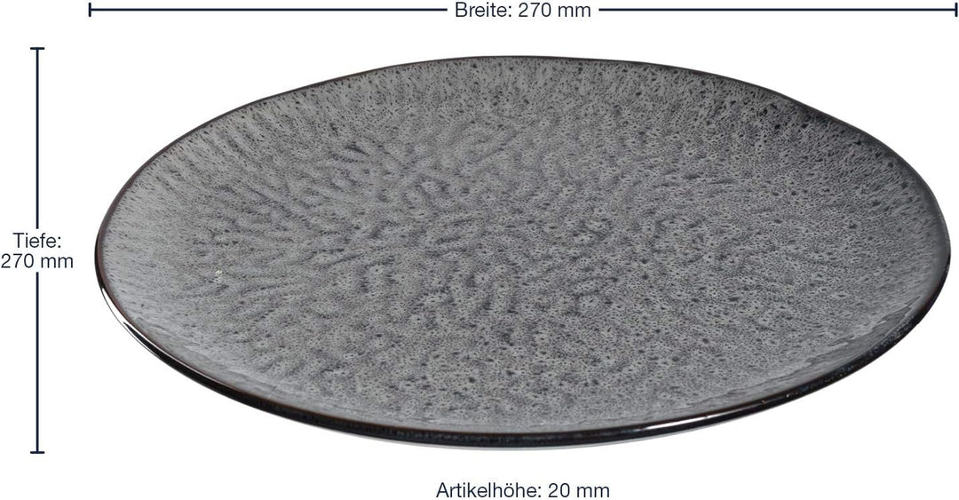 LEONARDO HOME 018565 MATERA 6er Set Teller, Keramik, anthrazit, Anthrazit