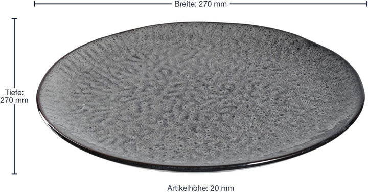 LEONARDO HOME 018565 MATERA 6er Set Teller, Keramik, anthrazit, Anthrazit