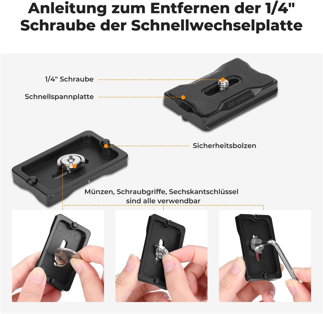 K&F Concept Kugelkopf Stativkopf, Kamera Kugelkopf mit 1/4 Zoll Schnellwechselplatte und Wasserwaage