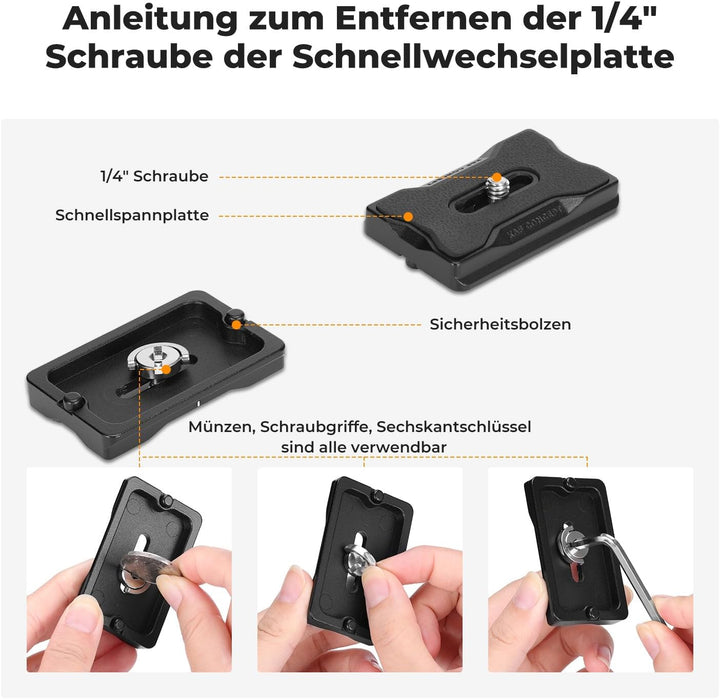 K&F Concept Kugelkopf Stativkopf, Kamera Kugelkopf mit 1/4 Zoll Schnellwechselplatte und Wasserwaage