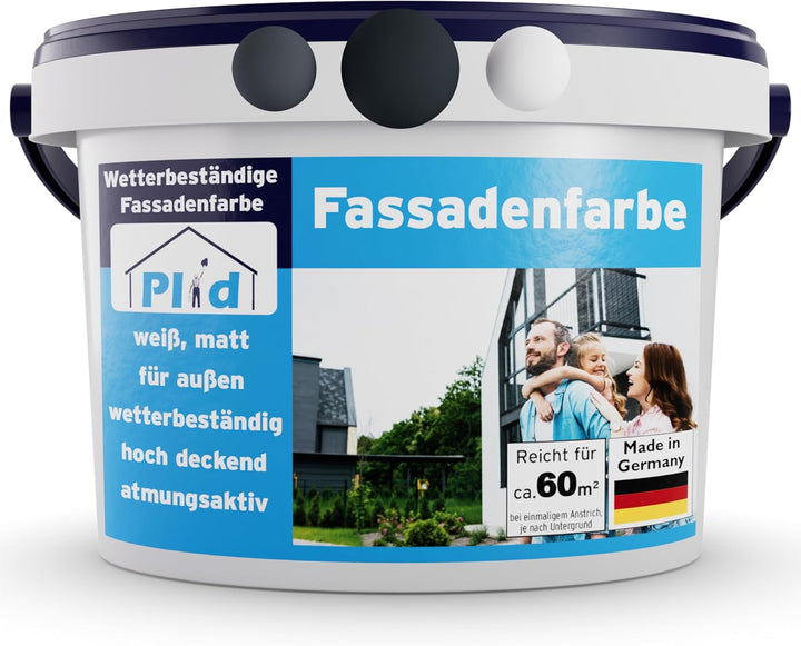 Plid® Fassadenfarbe Anthrazitgrau matt - hochwertige Farbe für Beton, Mauerwerk, Kellerwand, Fassade