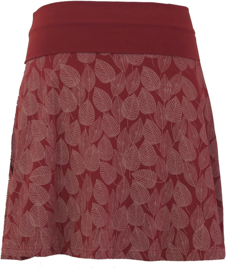 GURU SHOP Minirock aus Bio-Baumwolle, Tellerrock Herbstlaub Print Organic, Damen 36 Beere, 36 Beere