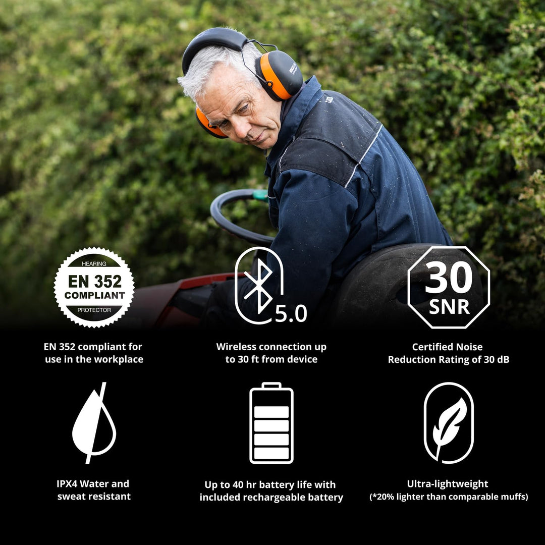 ISOtunes AIR DEFENDER Bluetooth-Ohrenschützer: EN352-konformer komfortabler kabelloser Gehörschutz m