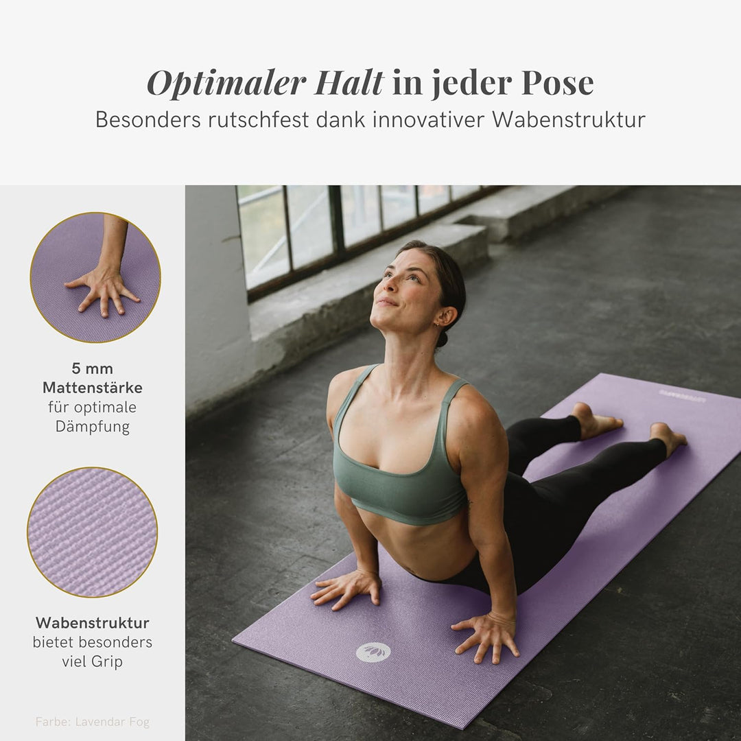 Lotuscrafts® Yoga Matte Rutschfest, 183 x 61 x 0,5 cm, Leichte Fitnessmatte auch als Gymnastikmatte,