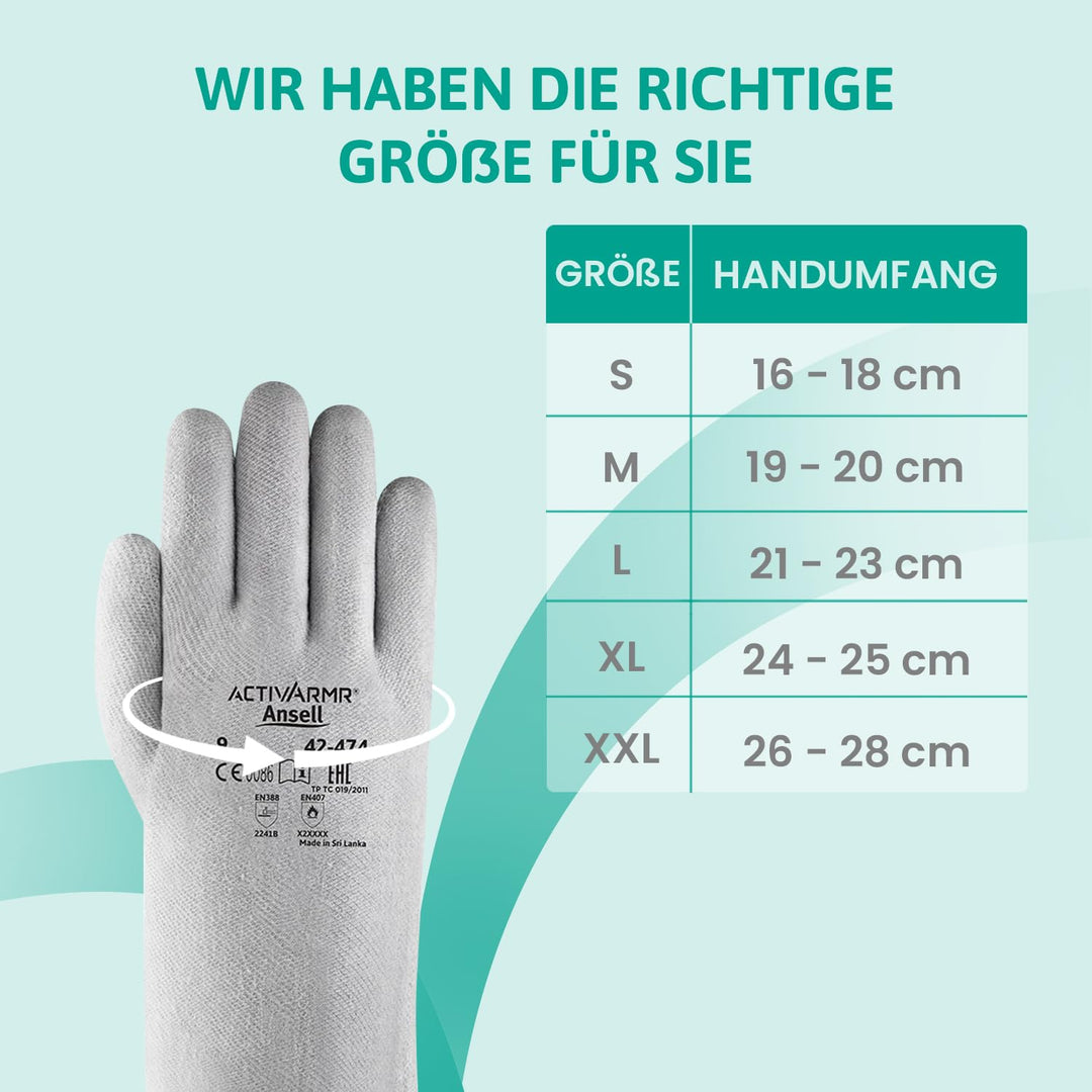 Ansell ActivArmr 42-474 Hitzebeständige Handschuhe, Mechanik- und Chemikalien-Schutz bei industriell