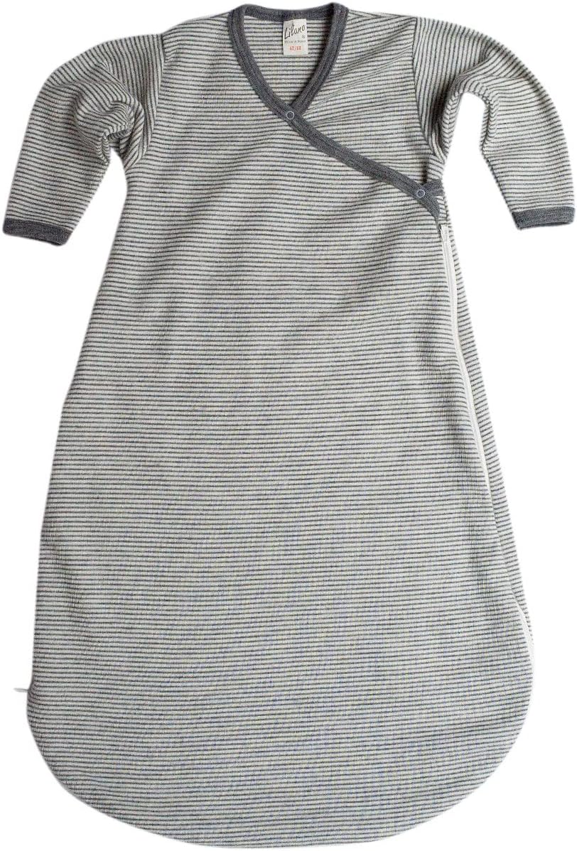 Lilano, Wickelsack Ringel, 70% Wolle (kbT), 30% Seide, 210 gr./m², 50-56 Hellgrau/Natur