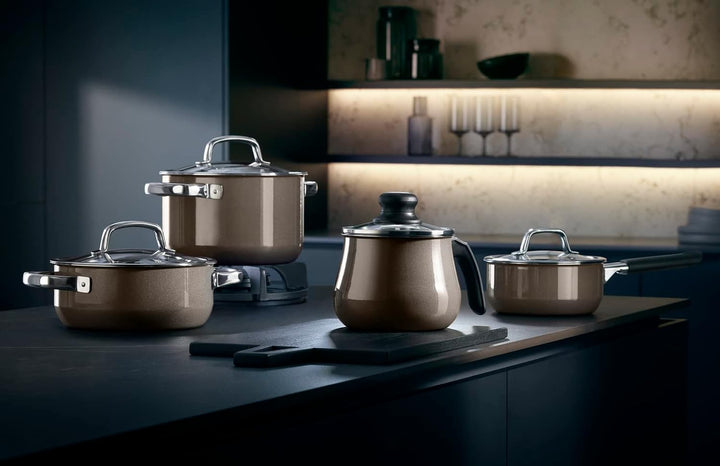 WMF Fusiontec Mineral Kochtopf klein 20cm, Glasdeckel, Bratentopf Induktion 2,4l, High-Tech Keramik,