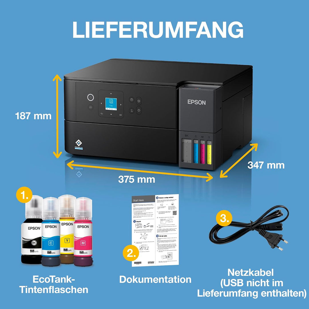Epson EcoTank ET-2955 Tintentankdrucker | für vielbeschäftigte Haushalte | WLAN | A4 | Drucken, Kopi
