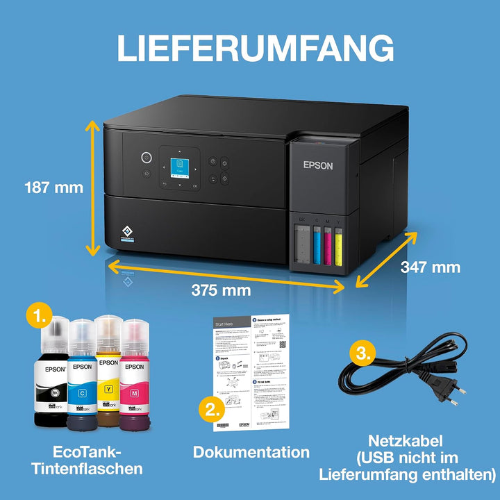Epson EcoTank ET-2955 Tintentankdrucker | für vielbeschäftigte Haushalte | WLAN | A4 | Drucken, Kopi