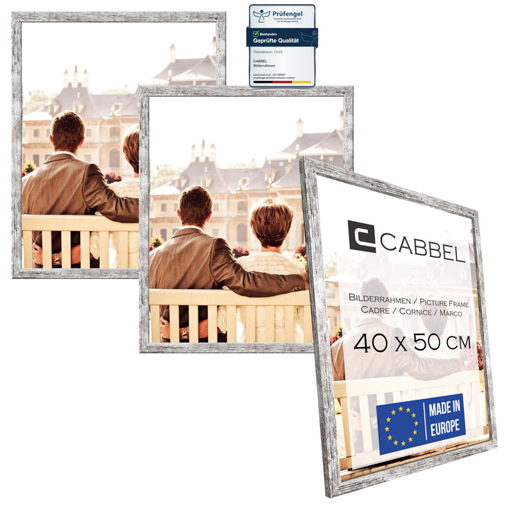 CABBEL Dreierpack (3 Stk.) Bilderrahmen 40x50 cm MDF Holz-Rahmen in Birke | mit bruchsicherem Plexi-