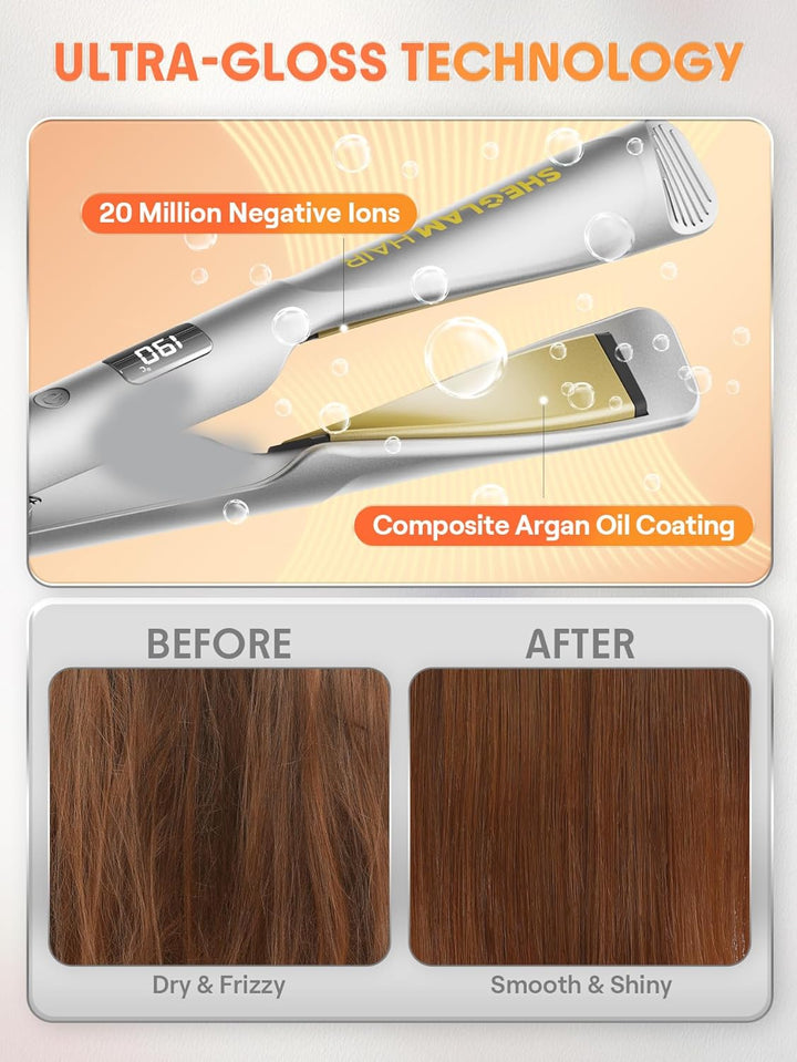 SHEGLAM Sleek Chic Twist Kiss Glätteisen – 2-in-1 Stylinggerät (Glätten & Locken), 1-Zoll-Barrel, 60