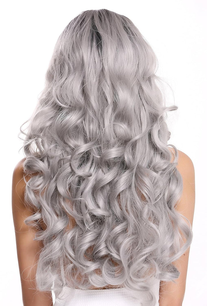 WIG ME UP - LS-010-LF-1BT0906-dye Perücke Damenperücke Lace-Front Lang leicht gelockt Ombre Schwarz