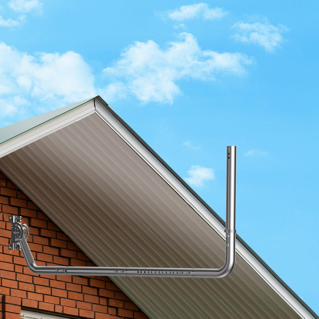 Langer Wand-Antennenhalter - Langer Dachrinnenstab mit 90° Winkel, Verlängerungsrohr, Verbindungsada
