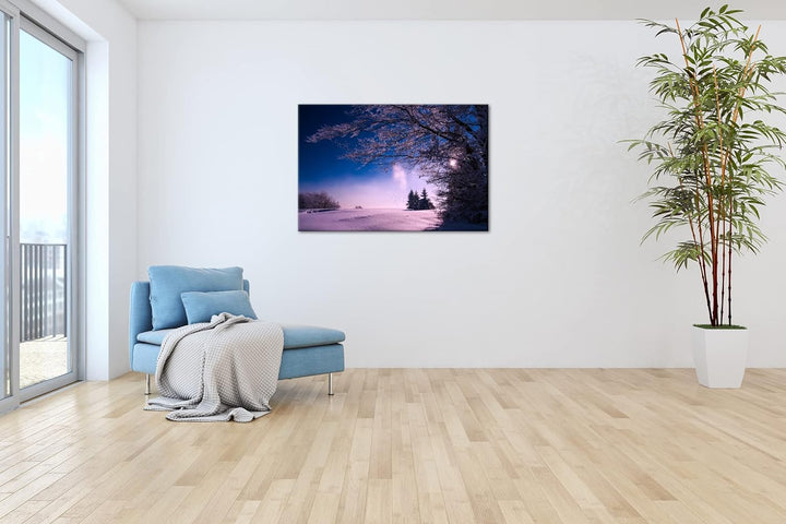 deyoli Eisige Winterlandschaft Format:75x50 cm als Leinwandbild, Motiv fertig gerahmt auf Echtholzra