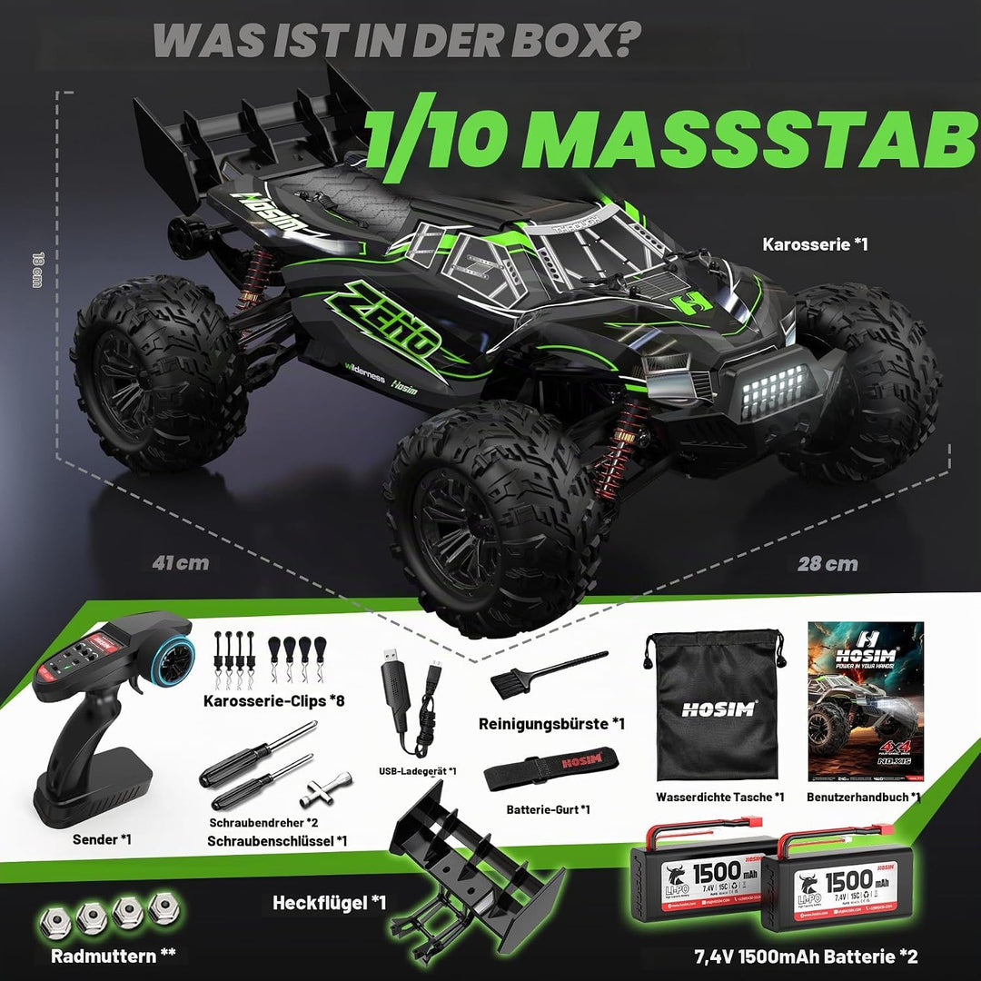 Hosim 1:10 Ferngesteuertes Auto Bürstenlose Schnell RC Auto 60 km/h für Erwachsene und Kinder, Offro