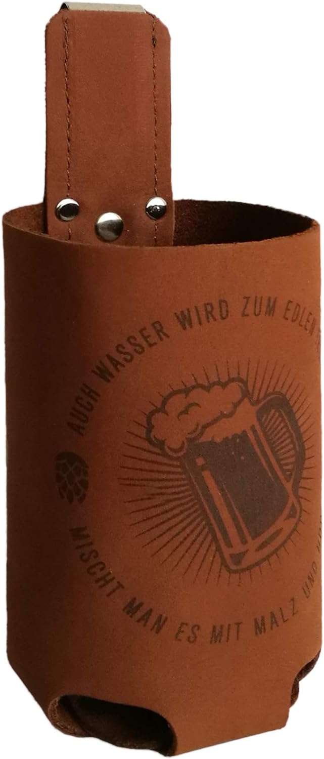 Bierholster Hopfen & Malz 0,5l – Das Original aus echtem Leder – Bier Holster Bierhalter Bottlebag