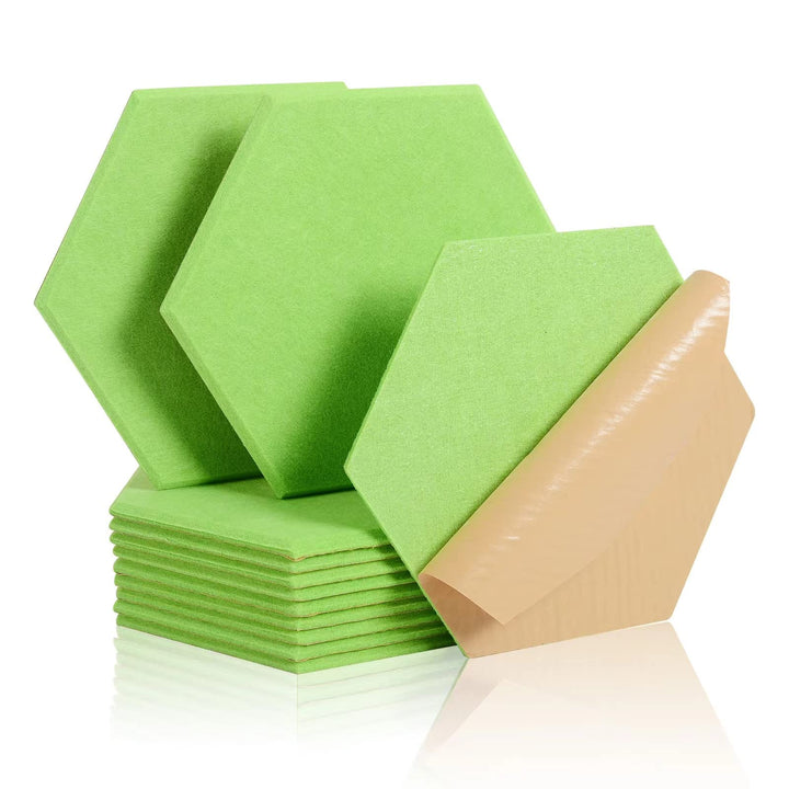 Rdutuok 12 Stück Selbstklebend Akustik Panel,30x26x1cm Hexagon Akustik Absorber Schallschutzplatten