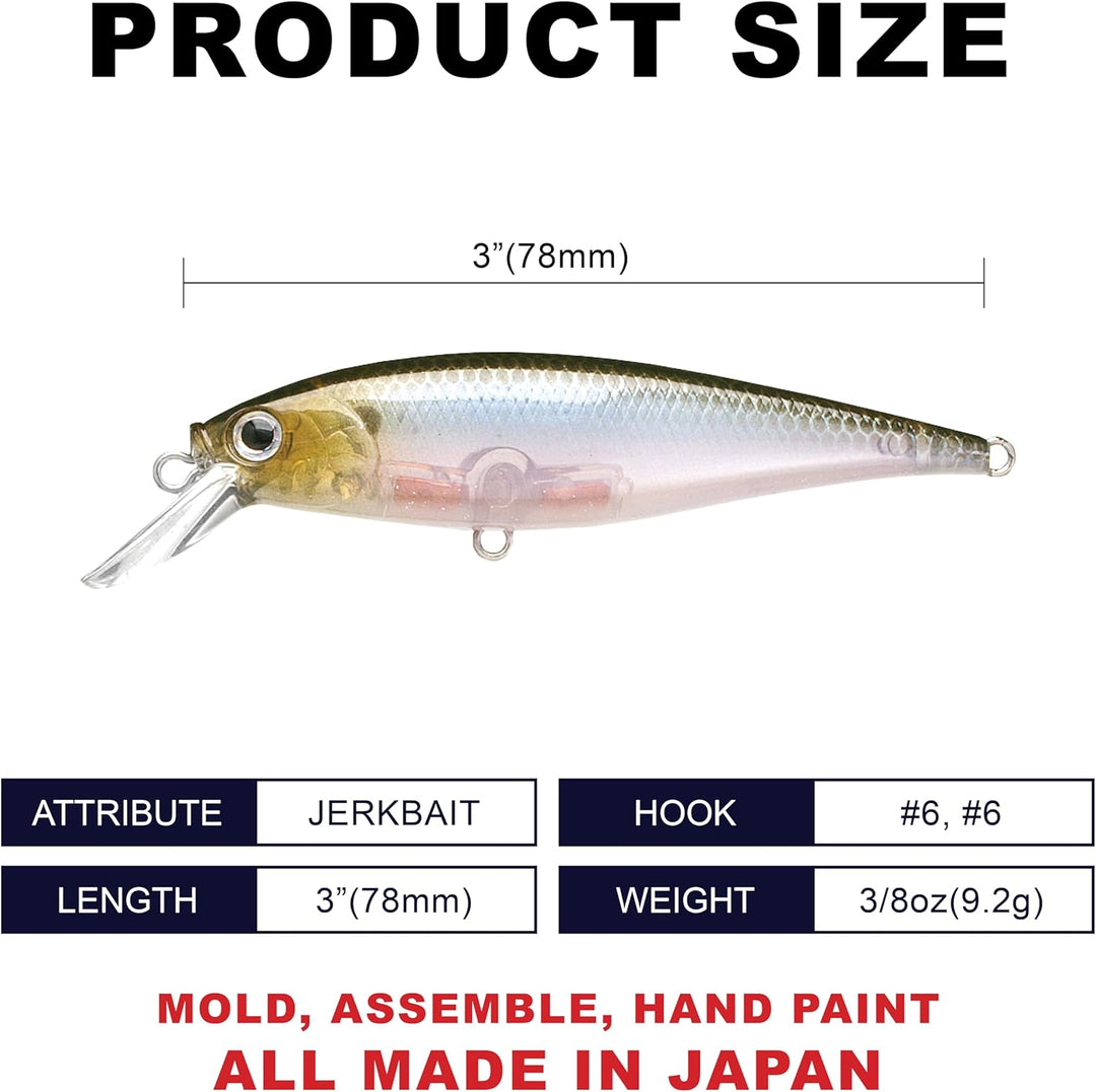 LUCKY CRAFT Pointer 78 Angelköder Jerkbait Ghost Minnow 7.62 cm, Ghost Minnow 7.62 cm
