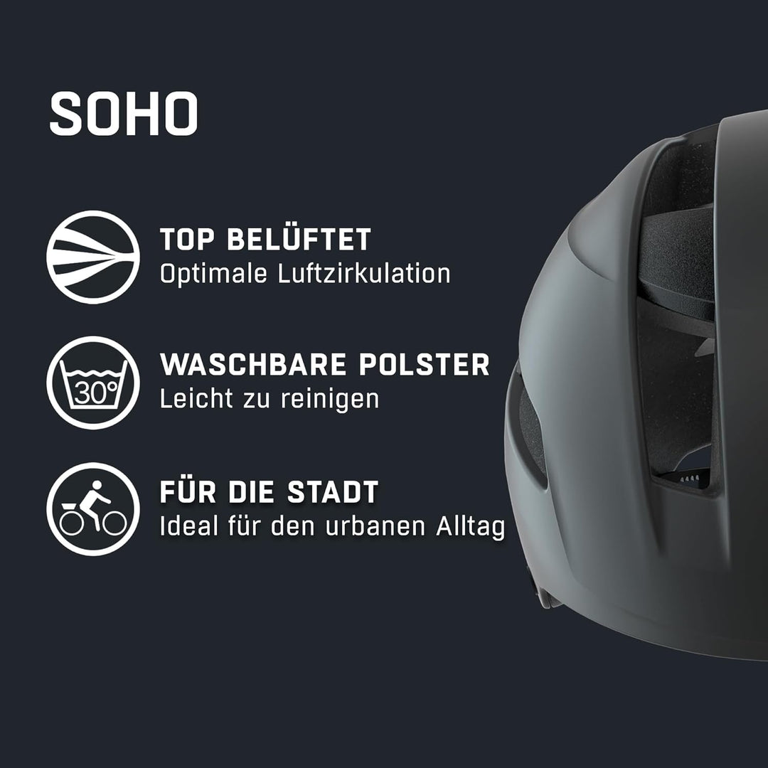 ALPINA SOHO - Extrem Robuster, Leichter & Individuell Anpassbarer Urban Fahrradhelm Für Erwachsene b