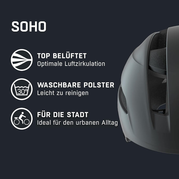 ALPINA SOHO - Extrem Robuster, Leichter & Individuell Anpassbarer Urban Fahrradhelm Für Erwachsene b