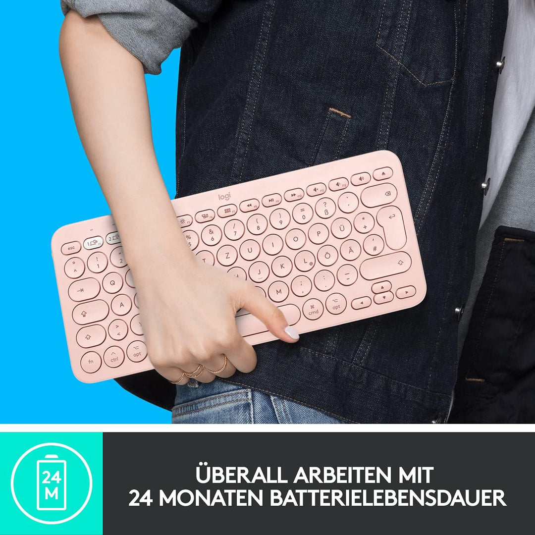 Logitech K380 Multi-Device Bluetooth Tastatur für Mac, Einfaches Umschalten zwischen bis zu 3 Geräte