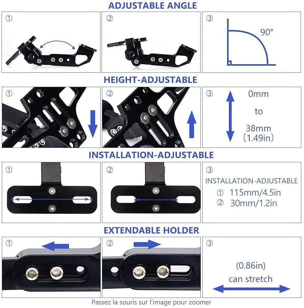 Motorrad Universal Wing Removal Kit, Motorrad Verstellbarer Blinker Kennzeichenrahmen mit Aluminium