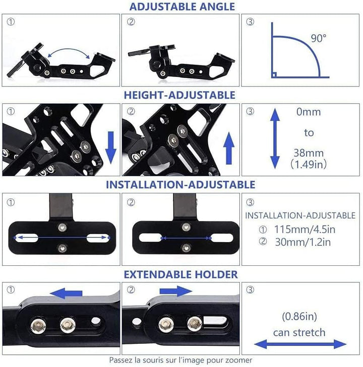 Motorrad Universal Wing Removal Kit, Motorrad Verstellbarer Blinker Kennzeichenrahmen mit Aluminium