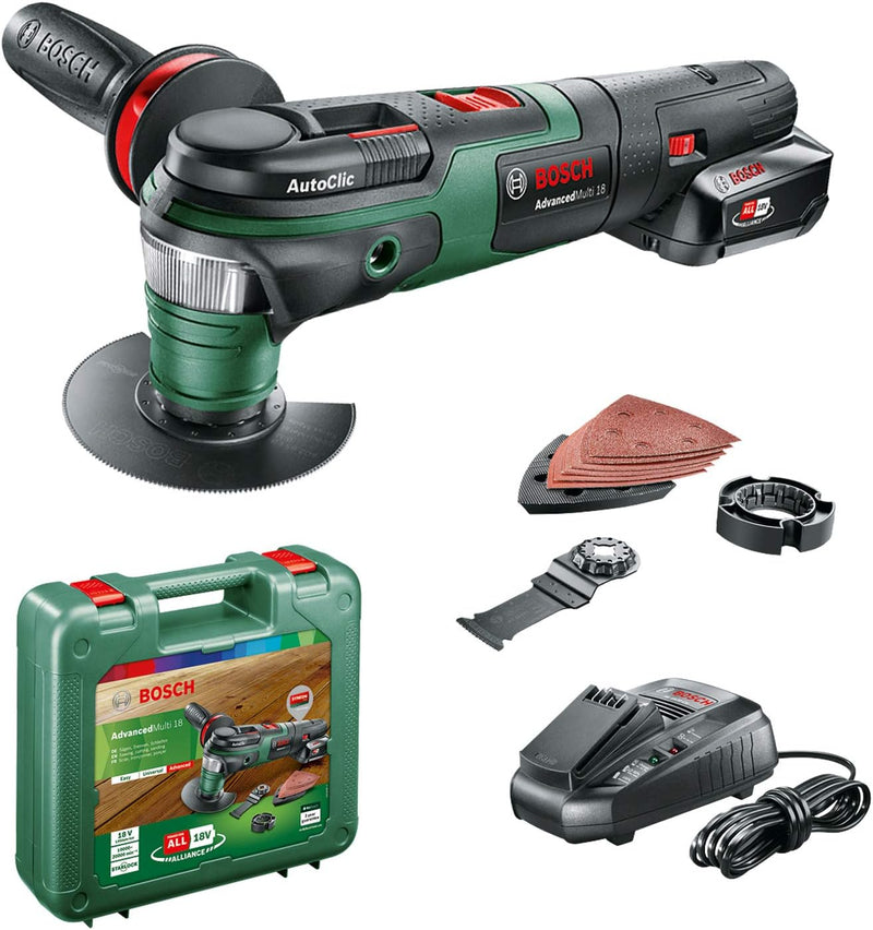 Bosch Akku Multifunktionswerkzeug AdvancedMulti 18 (1 Akku, 18 Volt System, im Koffer) Set | 1 Akku