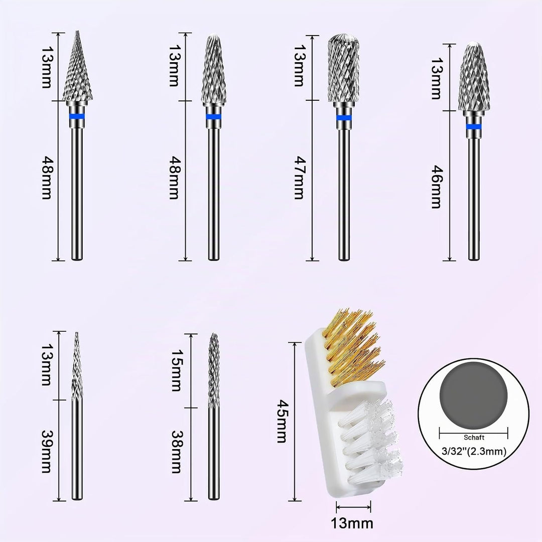 CGBE Nagelfräser Aufsätze Bits für Nagelfräser: 6 Stück Fräser Bits Schleifköpfe Hartmetall Maschine