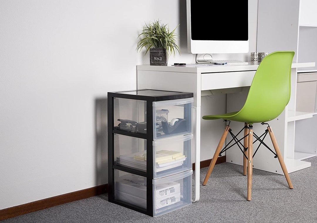 Iris Ohyama, Aufbewahrungsturm aus Kunststoff, 15-Liter-Büroschublade, 4 Schubladen, mit Rollen, DC-