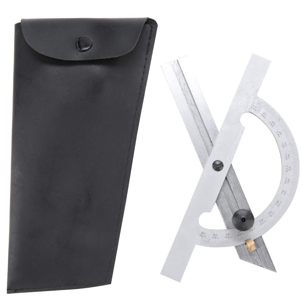 Winkelmesser 0-180 Grad Verstellbarer Rundkopf Winkelmesser aus Kohlenstoffstahl 100x150mm Ingenieur