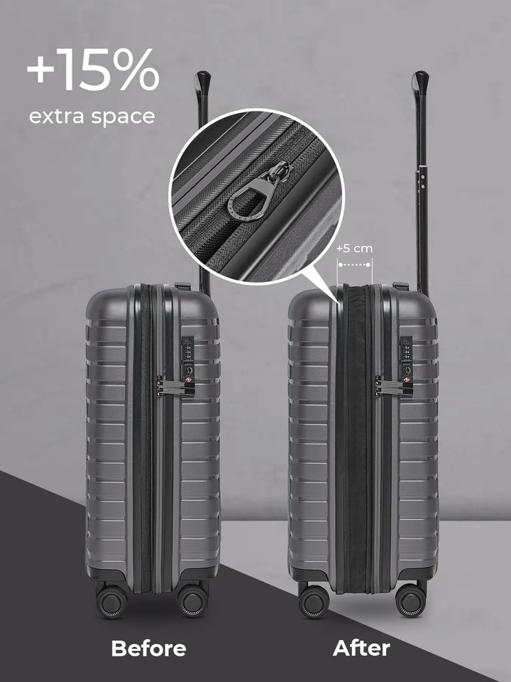 Pactastic Hartschalen Kabinen-Koffer | Kleiner Cabin-Trolley 40 x 20 x 55 cm von 40 auf 48 Liter erw