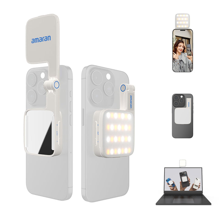 amaran Go Mini-Handylicht, Magnetische LED mit Dual-Spiegellicht, Einstellbare CCT von 2700K-6500K,