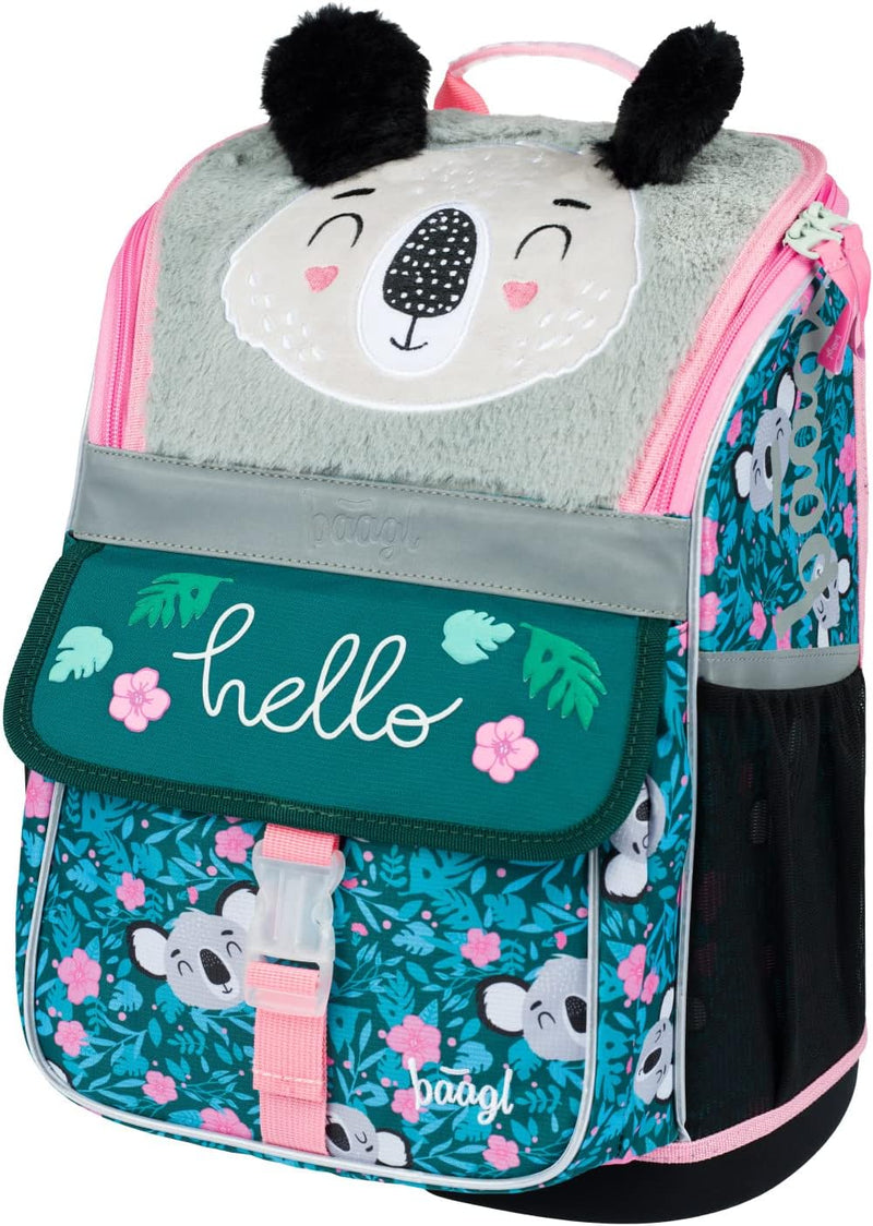 Baagl Schulranzen Mädchen 1. Klasse - Ergonomische Schultasche für Kinder - Schulrucksack mit Brustg