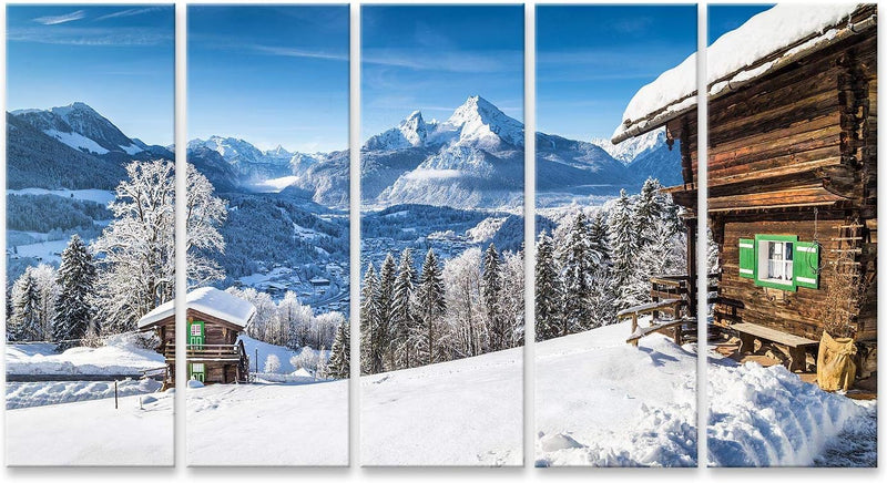 islandburner Bild auf Leinwand Wintermärchenland Berglandschaft In Den Alpen Mit Traditionellen Berg