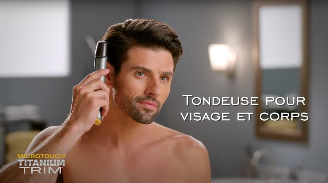 MICROTOUCH - Haar- und Körpertrimmer, kabellos, vielseitig einsetzbar – 5 Aufsätze + 2 Batterien + 1