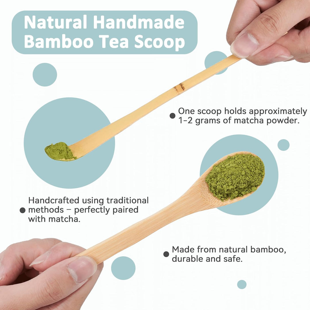 Premium Matcha Set 7-teilig – Exklusives Teezeremonie-Set mit Bambus-Chasen (Besen),Weiss Keramik-Sc