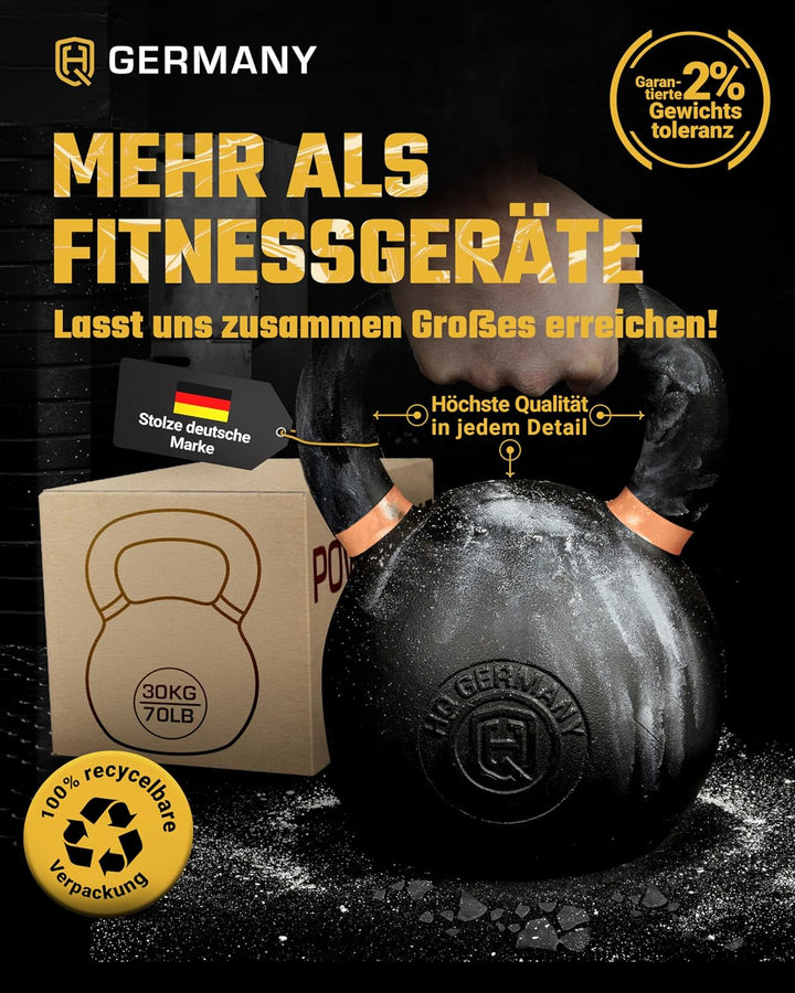 HQ Germany® Kettlebell Powdercoat [Pulverbeschichtung] - Kugelhantel 2-32kg | Vollguss ohne Schweiss