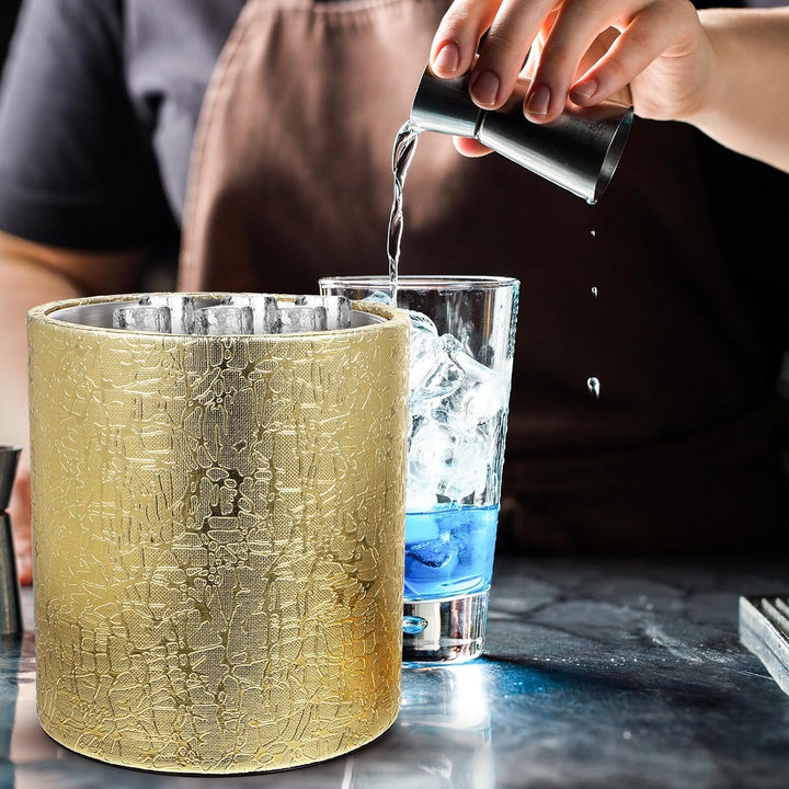 HEMOTON 1Pcs Eiskübel aus Edelstahl Isolierter Eiseimer Sektkübel Eisbehälter mit Deckel Weinkühler