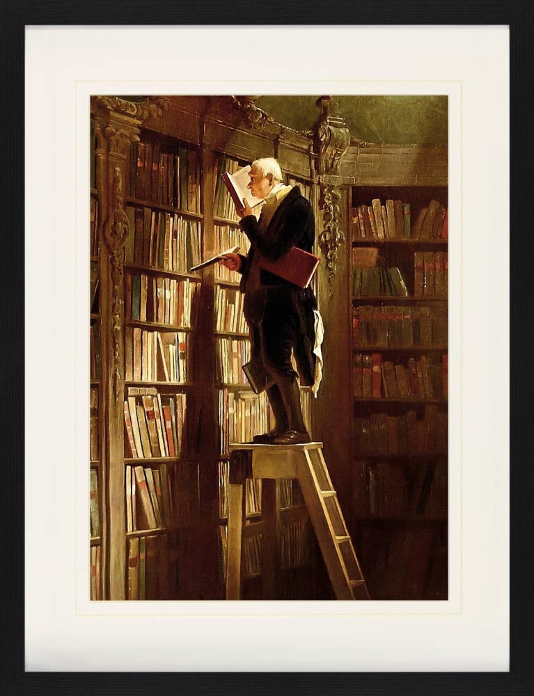 1art1 Carl Spitzweg Poster Der Bücherwurm, 1850 Gerahmtes Bild Mit Edlem Passepartout | Wand-Bilder