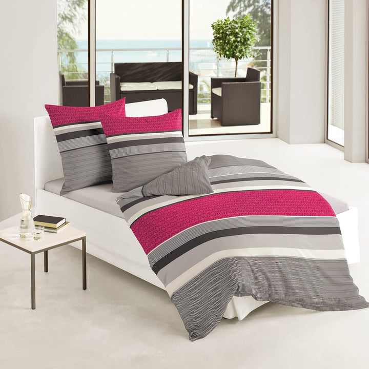 Bierbaum Bettwäsche 4630, Fein-Biber, Designed in Germany, himbeere 19, 200x200 cm 200 cm x 200 cm S