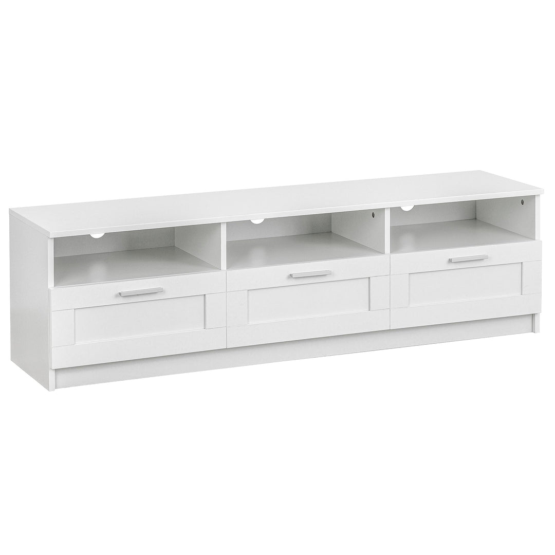 Baroni Home TV-Schrank mit 3 Regalen und 3 Schubladen, Loch für Kabeldurchführung aus MDF, TV-Konsol