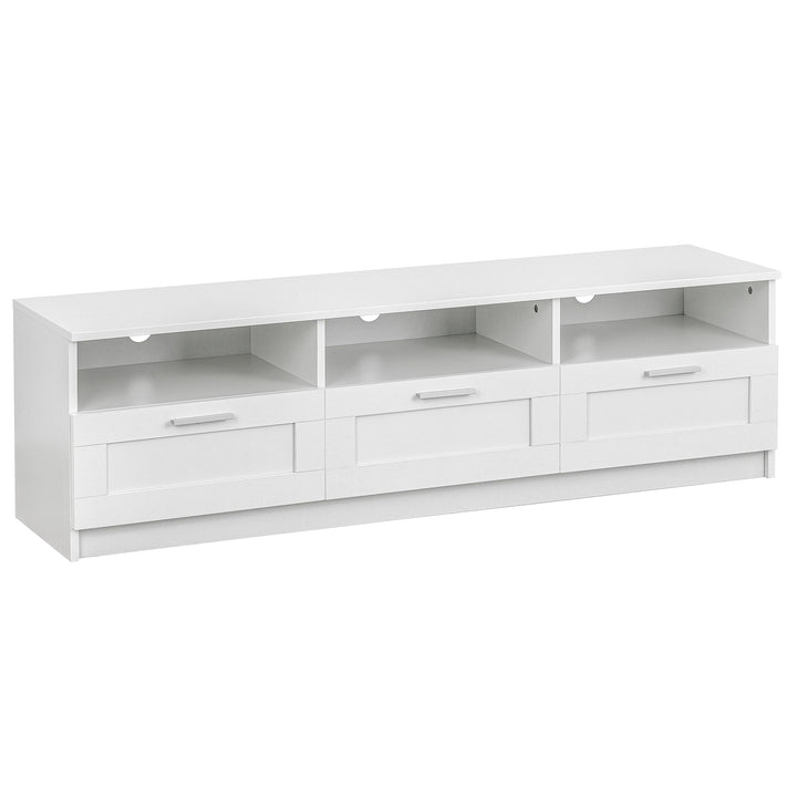 Baroni Home TV-Schrank mit 3 Regalen und 3 Schubladen, Loch für Kabeldurchführung aus MDF, TV-Konsol