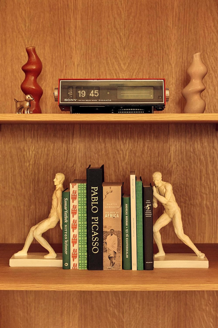 Jotex Push Bücherstütze, stilvolle und Starke dekorative Buchstütze aus Polyresin (2er Set) - Weiss,