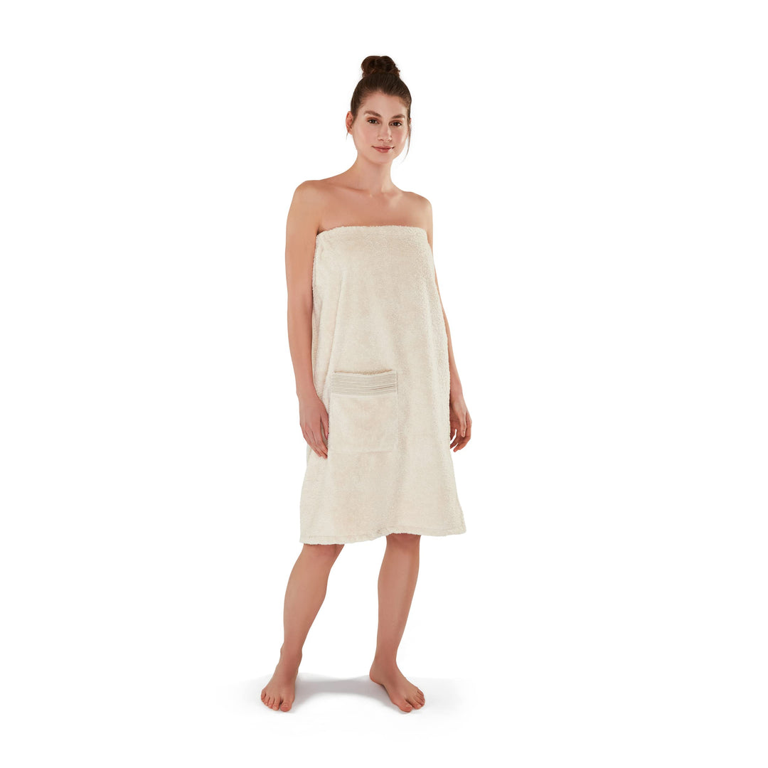 möve Wellness Sarong mit Chenillebiesen in Gr. 40 / 48 aus 100 % Baumwolle (Spinair), nature