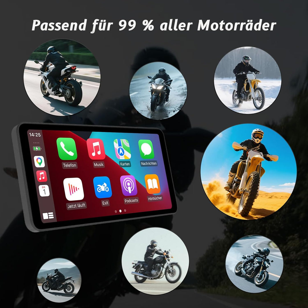 5.5-Zoll-Motorrad-Smart-Display – Kabelloses CarPlay & Android Auto | Bluetooth-Sprachsteuerung | IP