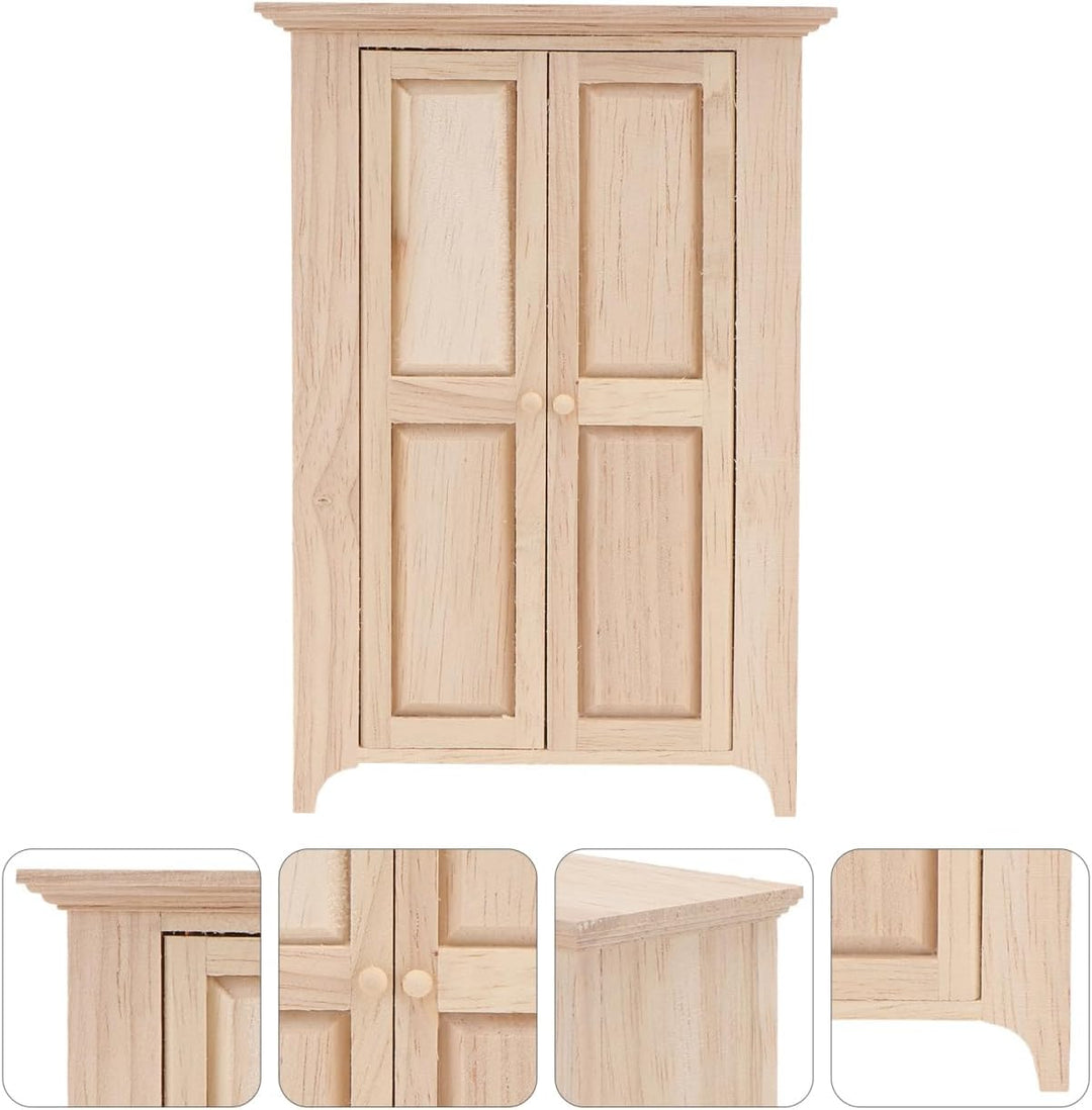 Yardwe Puppenhaus Kleiderschrank Holz, 11.3 x 5.6 x 16.6 cm, Synthetischem Material, Miniatur MöBel